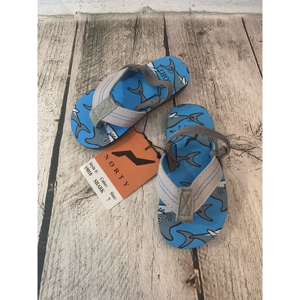 NORTY Boy’s Shark Flip Flop Sandals / Size: 7